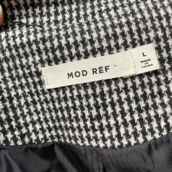 MOD REF Womens Size Large Black Gingham Blazer One Button Notch Collar Lined - Picture 5 of 5